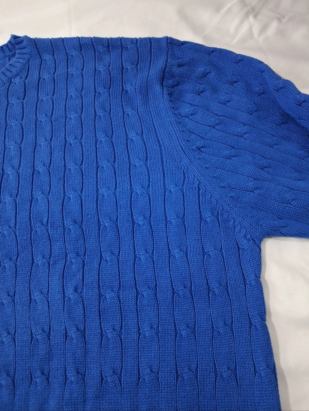 Hunt Club 100 % Cotton Royal Blue Cable Knit Men's Sweater Large